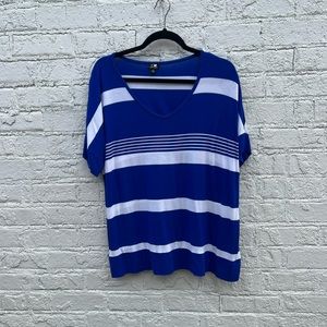 Cable and Gauge loose fit Royal blue and white striped top sz M